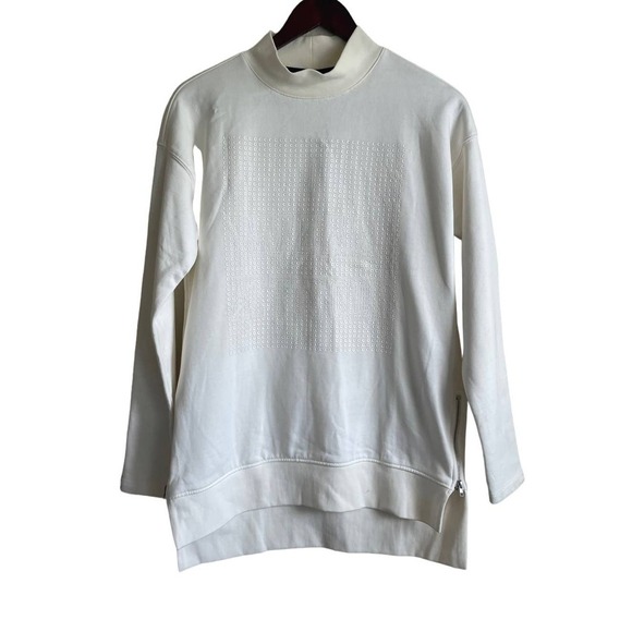 Noisy may Tops - Noisy May Cream Textured Mock Neck Sweatshirt XS Side Zip Minimalist Scandi Top